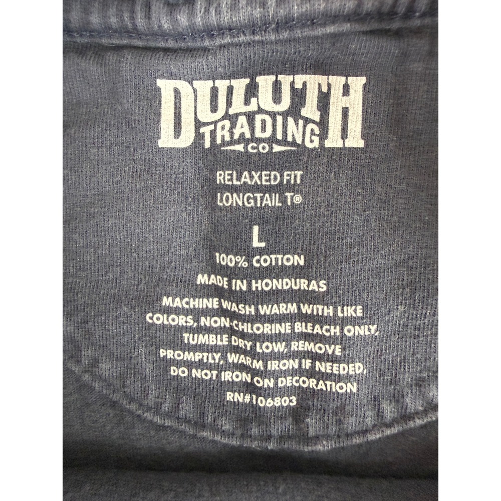 Duluth Trading Co T-Shirt Mens Large Navy Blue Party Beaver Graphic Longtail T - Picture 3 of 7